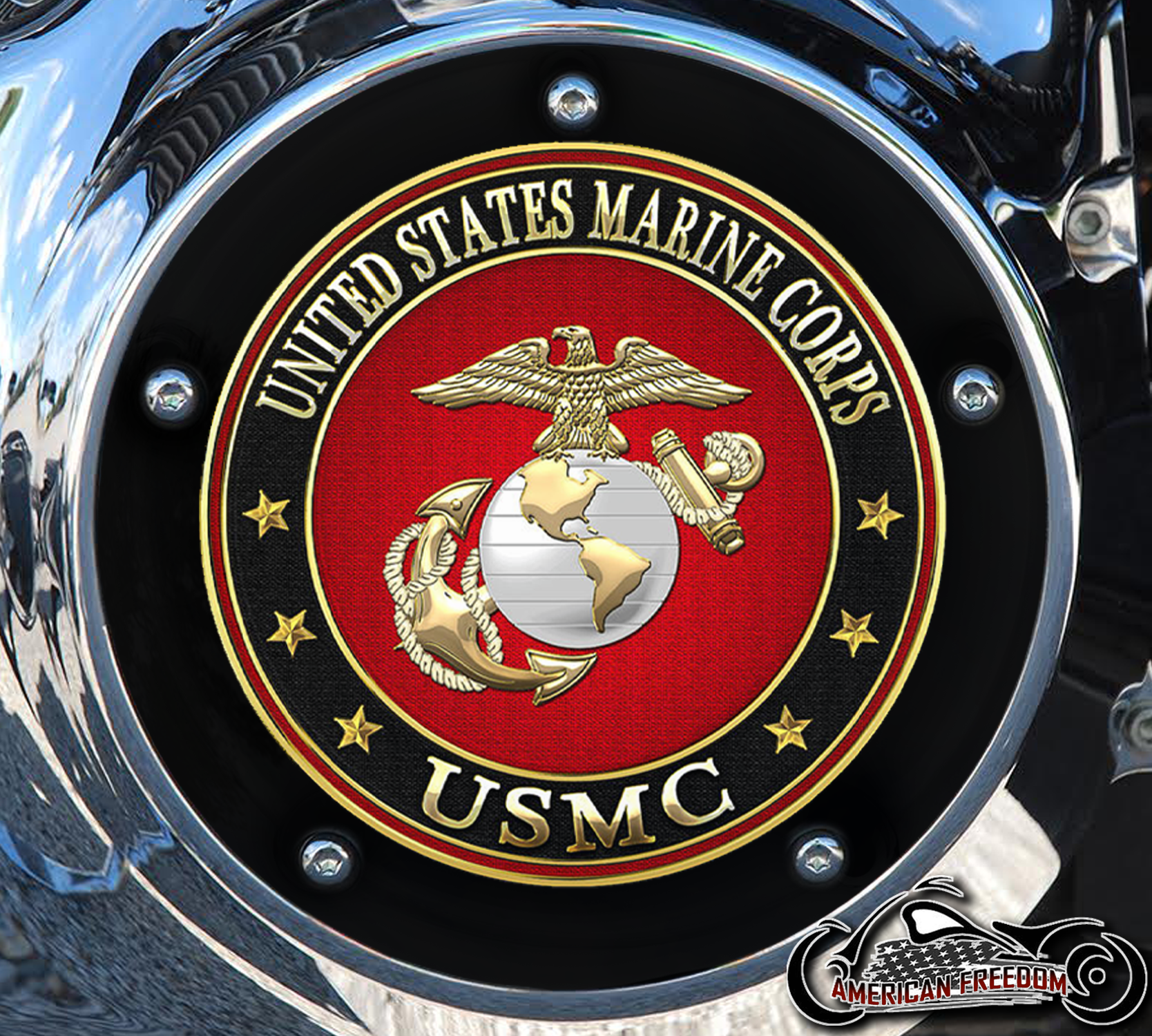 Custom Derby Cover - Black Red USMC